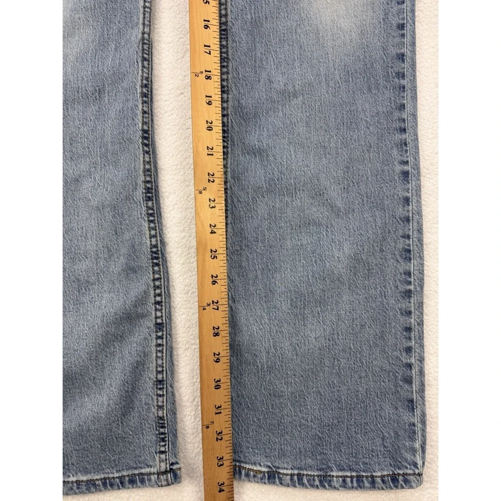 Levis 527 Jeans Men 33x34 Blue Slim Boot Distressed Denim Cowboy Western